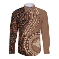 Papua New Guinea Oro Tapa Motif Long Sleeve Button Shirt Classic LT7 Unisex Brown - Polynesian Pride