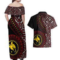 Papua New Guinea Oro Tapa Motif Couples Matching Off Shoulder Maxi Dress and Hawaiian Shirt Special