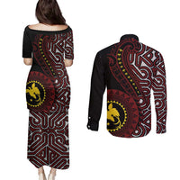 Papua New Guinea Oro Tapa Motif Couples Matching Puletasi and Long Sleeve Button Shirt Special