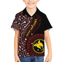 Papua New Guinea Oro Tapa Motif Family Matching Tank Maxi Dress and Hawaiian Shirt Special LT7 Son's Shirt Black - Polynesian Pride