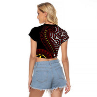 Papua New Guinea Oro Tapa Motif Raglan Cropped T Shirt Special