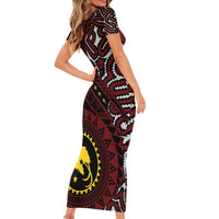 Papua New Guinea Oro Tapa Motif Short Sleeve Bodycon Dress Special LT7 - Polynesian Pride