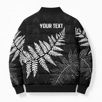 New Zealand Lawn Bowls Personalized Bomber Puffer Jacket Wrap-Around Silver Fern - Polynesian Pride