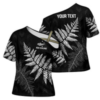 New Zealand Lawn Bowls Personalized Cross Shoulder Shirt Wrap-Around Silver Fern - Polynesian Pride