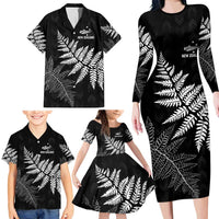 New Zealand Lawn Bowls Personalized Family Matching Long Sleeve Bodycon Dress and Hawaiian Shirt Wrap-Around Silver Fern - Polynesian Pride