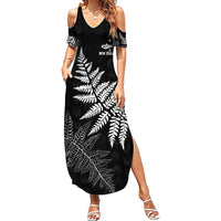 New Zealand Lawn Bowls Personalized Family Matching Summer Maxi Dress and Hawaiian Shirt Wrap-Around Silver Fern - Polynesian Pride