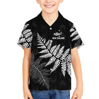 New Zealand Lawn Bowls Personalized Family Matching Summer Maxi Dress and Hawaiian Shirt Wrap-Around Silver Fern LT7 Son's Shirt Black - Polynesian Pride