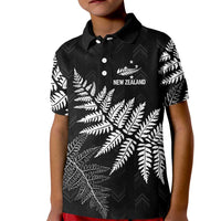 New Zealand Lawn Bowls Personalized Kid Polo Shirt Wrap-Around Silver Fern LT7 Kid Black - Polynesian Pride