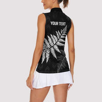 New Zealand Lawn Bowls Personalized Women Sleeveless Polo Shirt Wrap-Around Silver Fern - Polynesian Pride