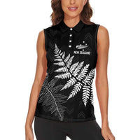 New Zealand Lawn Bowls Personalized Women Sleeveless Polo Shirt Wrap-Around Silver Fern - Polynesian Pride