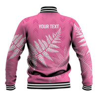 New Zealand Lawn Bowls Breast Cancer Personalized Baseball Jacket Wrap-Around Silver Fern LT7 - Polynesian Pride