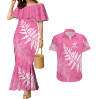 New Zealand Lawn Bowls Breast Cancer Personalized Couples Matching Mermaid Dress and Hawaiian Shirt Wrap-Around Silver Fern - Polynesian Pride