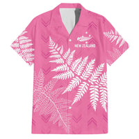 New Zealand Lawn Bowls Breast Cancer Personalized Family Matching Off The Shoulder Long Sleeve Dress and Hawaiian Shirt Wrap-Around Silver Fern - Polynesian Pride