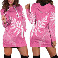 New Zealand Lawn Bowls Breast Cancer Personalized Hoodie Dress Wrap-Around Silver Fern - Polynesian Pride