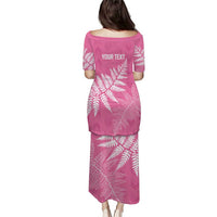 New Zealand Lawn Bowls Breast Cancer Personalized Puletasi Wrap-Around Silver Fern LT7 - Polynesian Pride