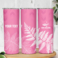 New Zealand Lawn Bowls Breast Cancer Personalized Skinny Tumbler Wrap-Around Silver Fern - Polynesian Pride