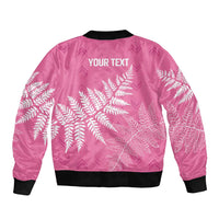 New Zealand Lawn Bowls Breast Cancer Personalized Sleeve Zip Bomber Jacket Wrap-Around Silver Fern LT7 - Polynesian Pride
