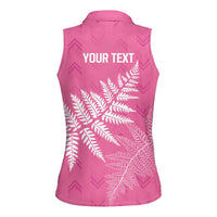 New Zealand Lawn Bowls Breast Cancer Personalized Women Sleeveless Polo Shirt Wrap-Around Silver Fern - Polynesian Pride