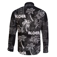 Aloha Vintage Quilt Family Matching Off Shoulder Maxi Dress and Hawaiian Shirt Hawaiian Seamless - Black LT7 - Polynesian Pride