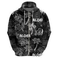 Aloha Vintage Quilt Hoodie Hawaiian Seamless - Black LT7 - Polynesian Pride