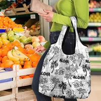 Aloha Vintage Quilt Grocery Bag Hawaiian Seamless - White LT7 - Polynesian Pride