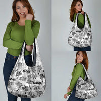 Aloha Vintage Quilt Grocery Bag Hawaiian Seamless - White LT7 - Polynesian Pride