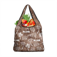 Aloha Vintage Quilt Grocery Bag Hawaiian Seamless - Brown LT7 1-pack One Size Brown - Polynesian Pride