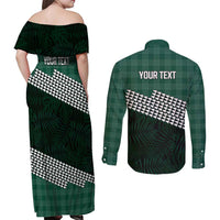 Rainbow Warriors Hawaii Personalized Palaka Couples Matching Off Shoulder Maxi Dress and Long Sleeve Button Shirt - Polynesian Pride