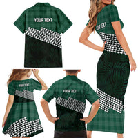 Rainbow Warriors Hawaii Personalized Palaka Family Matching Short Sleeve Bodycon Dress and Hawaiian Shirt - Polynesian Pride