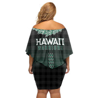 Rainbow Warriors Hawaii Palaka Family Matching Off Shoulder Short Dress and Hawaiian Shirt Maile Lei - Polynesian Pride