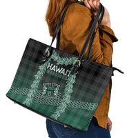 Rainbow Warriors Hawaii Palaka Leather Tote Bag Maile Lei - Polynesian Pride