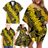 Hawaii Oahu Ilima Lei Family Matching Off Shoulder Short Dress and Hawaiian Shirt LT7 - Polynesian Pride