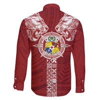 Tonga Independence Day Family Matching Short Sleeve Bodycon Dress and Hawaiian Shirt Tongatapu Lion Ngatu Motifs