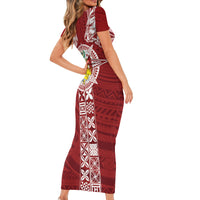 Tonga Independence Day Family Matching Short Sleeve Bodycon Dress and Hawaiian Shirt Tongatapu Lion Ngatu Motifs