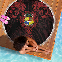 Tonga Independence Day Beach Blanket Tongatapu Lion Ngatu Motifs Black Ver.