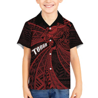 Tonga Independence Day Family Matching Tank Maxi Dress and Hawaiian Shirt Tongatapu Lion Ngatu Motifs Black Ver.