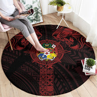 Tonga Independence Day Round Carpet Tongatapu Lion Ngatu Motifs Black Ver. LT7 - Polynesian Pride