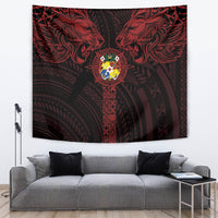 Tonga Independence Day Tapestry Tongatapu Lion Ngatu Motifs Black Ver.