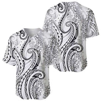 Polynesia Plumeria Lei Baseball Jersey White Curves Motif