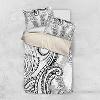 Polynesia Plumeria Lei Bedding Set White Curves Motif