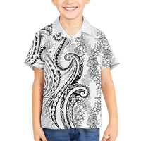 Polynesia Plumeria Lei Family Matching Summer Maxi Dress and Hawaiian Shirt White Curves Motif LT7 Son's Shirt White - Polynesian Pride