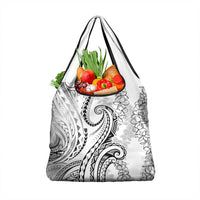 Polynesia Plumeria Lei Grocery Bag White Curves Motif