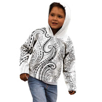 Polynesia Plumeria Lei Kid Hoodie White Curves Motif