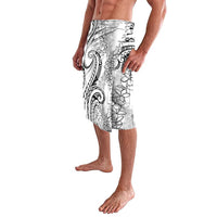 Polynesia Plumeria Lei Lavalava White Curves Motif