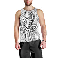 Polynesia Plumeria Lei Men Tank Top White Curves Motif