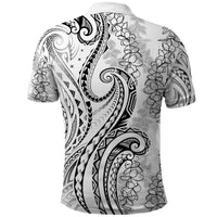 Polynesia Plumeria Lei Polo Shirt White Curves Motif