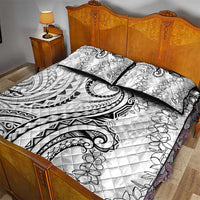 Polynesia Plumeria Lei Quilt Bed Set White Curves Motif