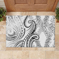 Polynesia Plumeria Lei Rubber Doormat White Curves Motif LT7 White - Polynesian Pride