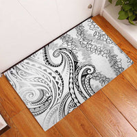 Polynesia Plumeria Lei Rubber Doormat White Curves Motif LT7 - Polynesian Pride