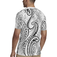 Polynesia Plumeria Lei Rugby Jersey White Curves Motif